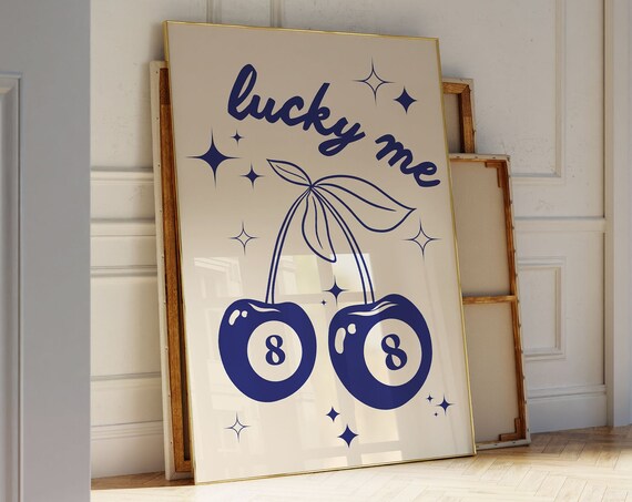 Lucky Me 8 Ball Art Print Poster Modern Kitchen Wall Art Retro Trendy Aesthetic Print Lucky Me Wall Art Trendy Wall Art Funny Art
