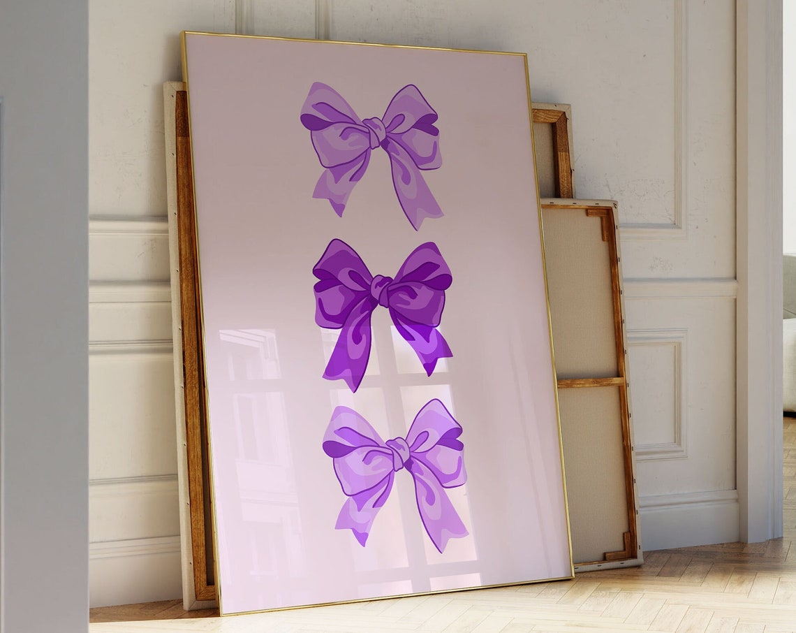 Purple Coquette Bows Trio Girly Bedroom Aesthetic Wall Poster