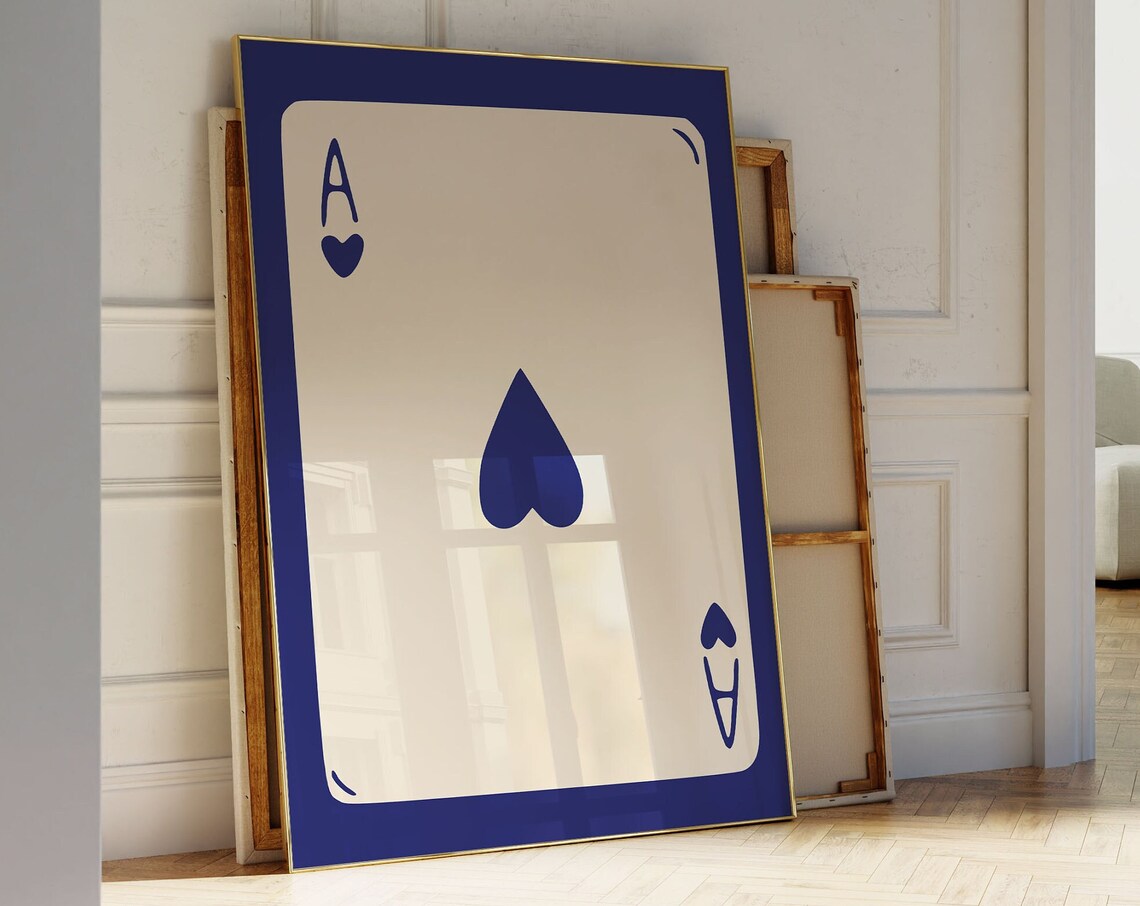 Ace Of Hearts Playing Card, Retro Trendy Wall Art