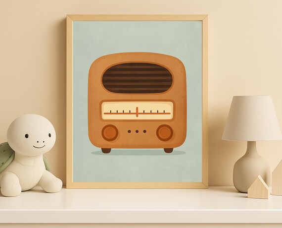Vintage Retro Radio Midcentury Music Boys Room Nursery Kids Room Poster