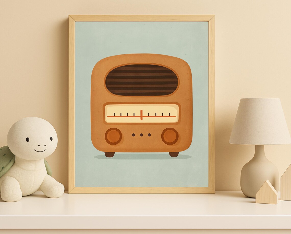 Vintage Retro Radio Midcentury Music Boys Room Nursery Kids Room Poster