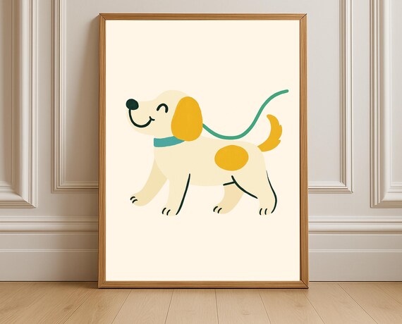 Dog Nursery Wall Art Puppy Kids Room Playroom Decor Cute Poster Pet Lover Gift Instant