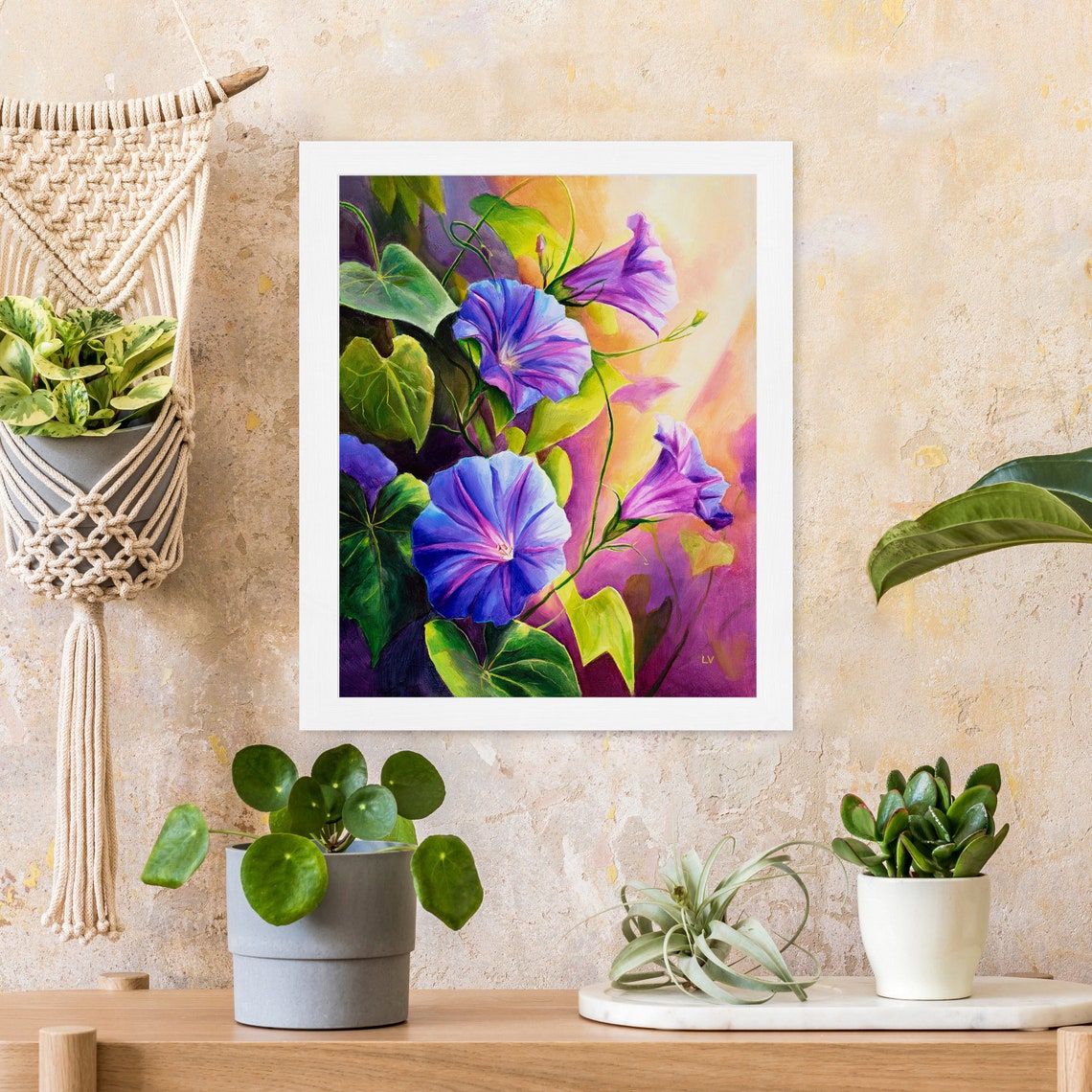 Purple And Blue Morning Glories Glowing In Warm Sunlight Floral Poster - Image 4