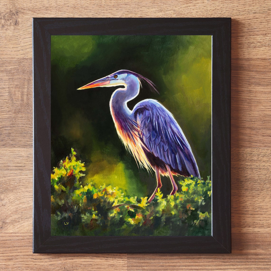 Great Blue Heron in Golden Backlight Standing in Profile Poster - Image 5