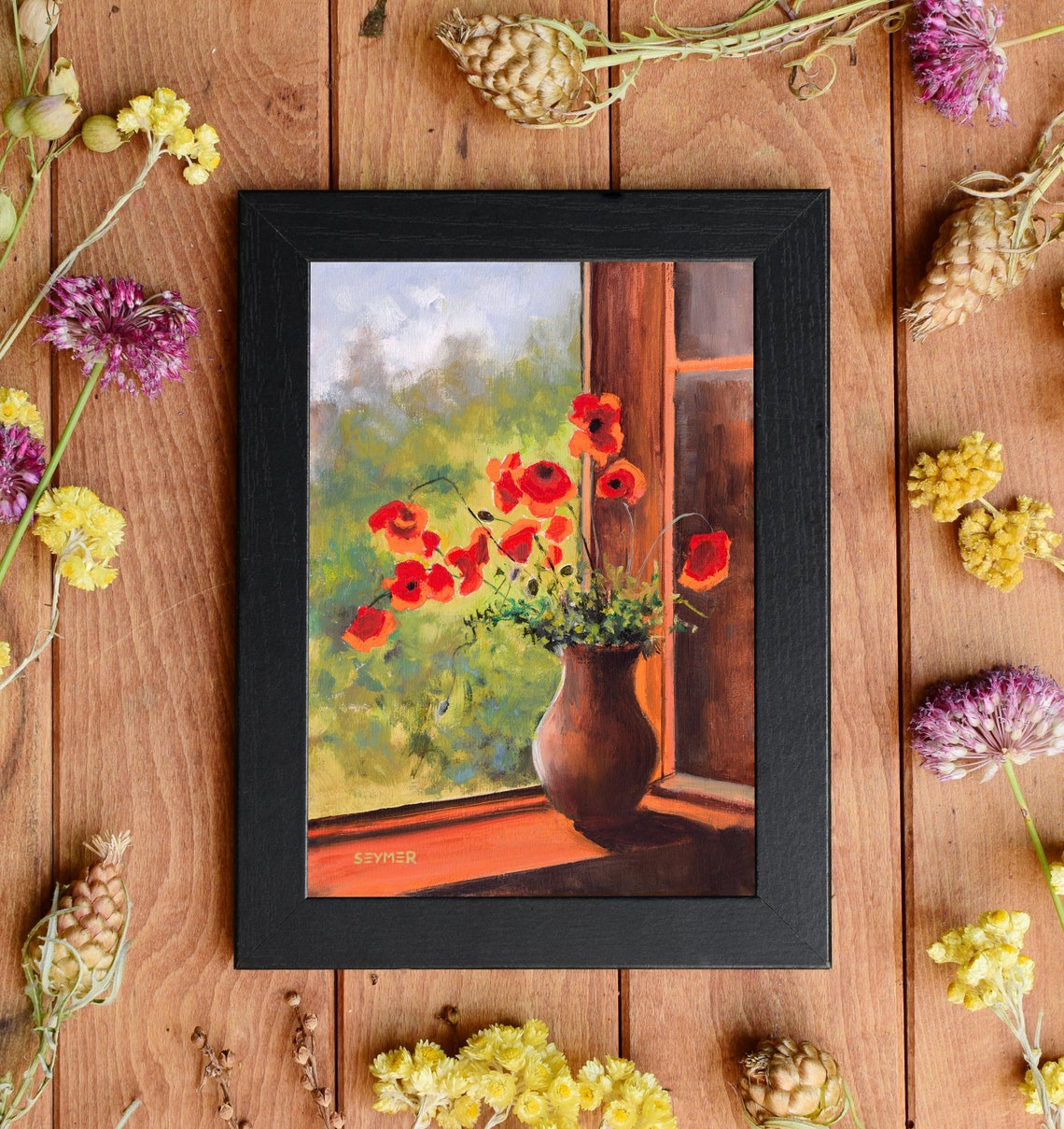 Fresh Red Poppies in a Clay Vase on a Sunny Windowsill Poster - Image 6