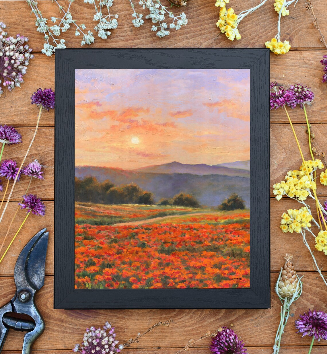 Poppies Meadow Impressionist Sunset Art Print - Image 6