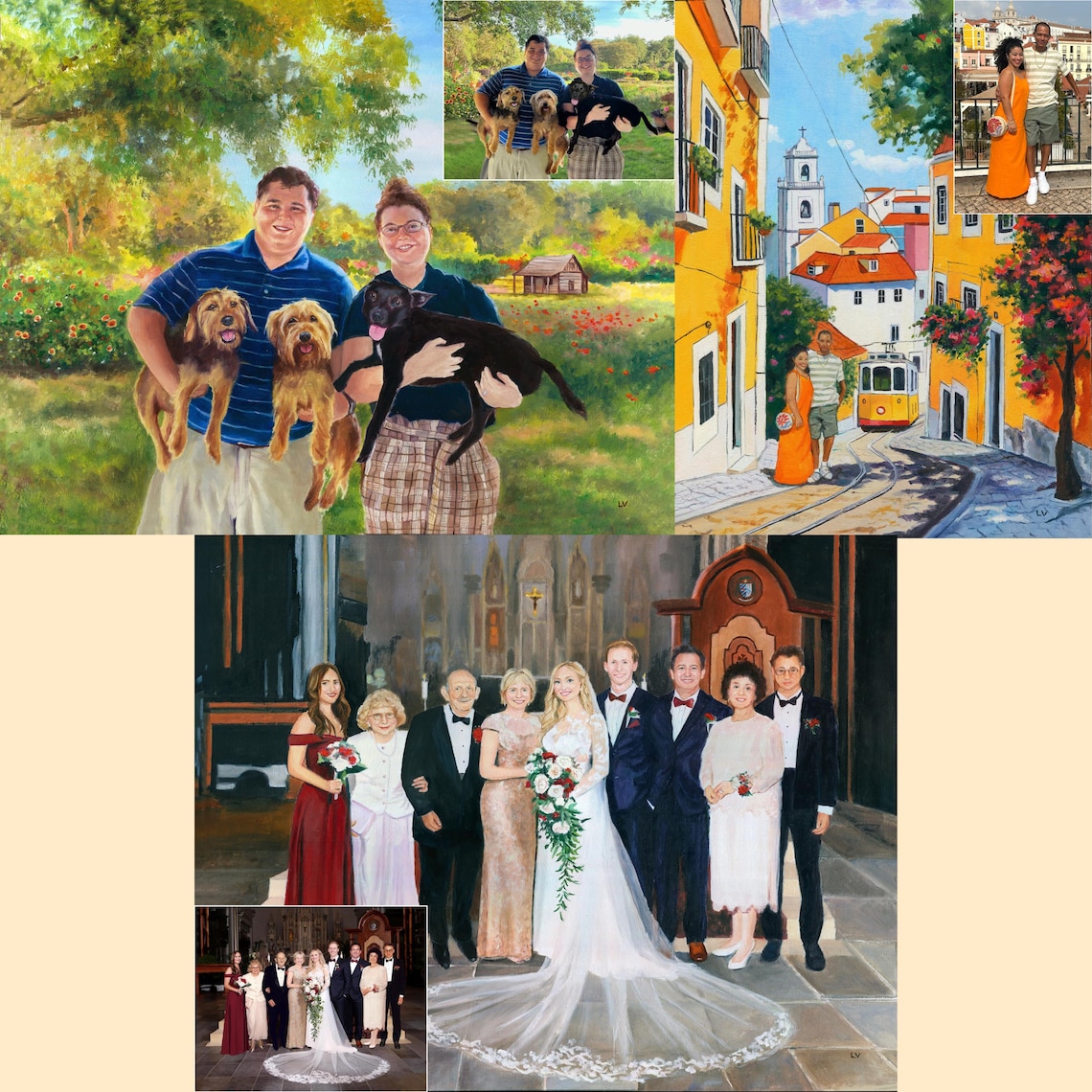 Custom People Portrait With Landscape, Oil Painting Print - Image 6