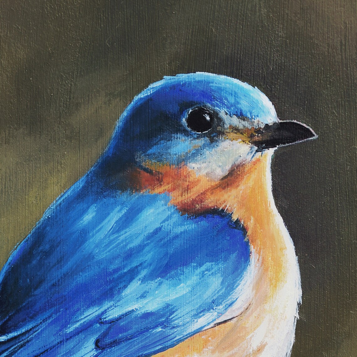 Eastern Bluebird Resting on a Branch Oil Painting Bird Poster - Image 2
