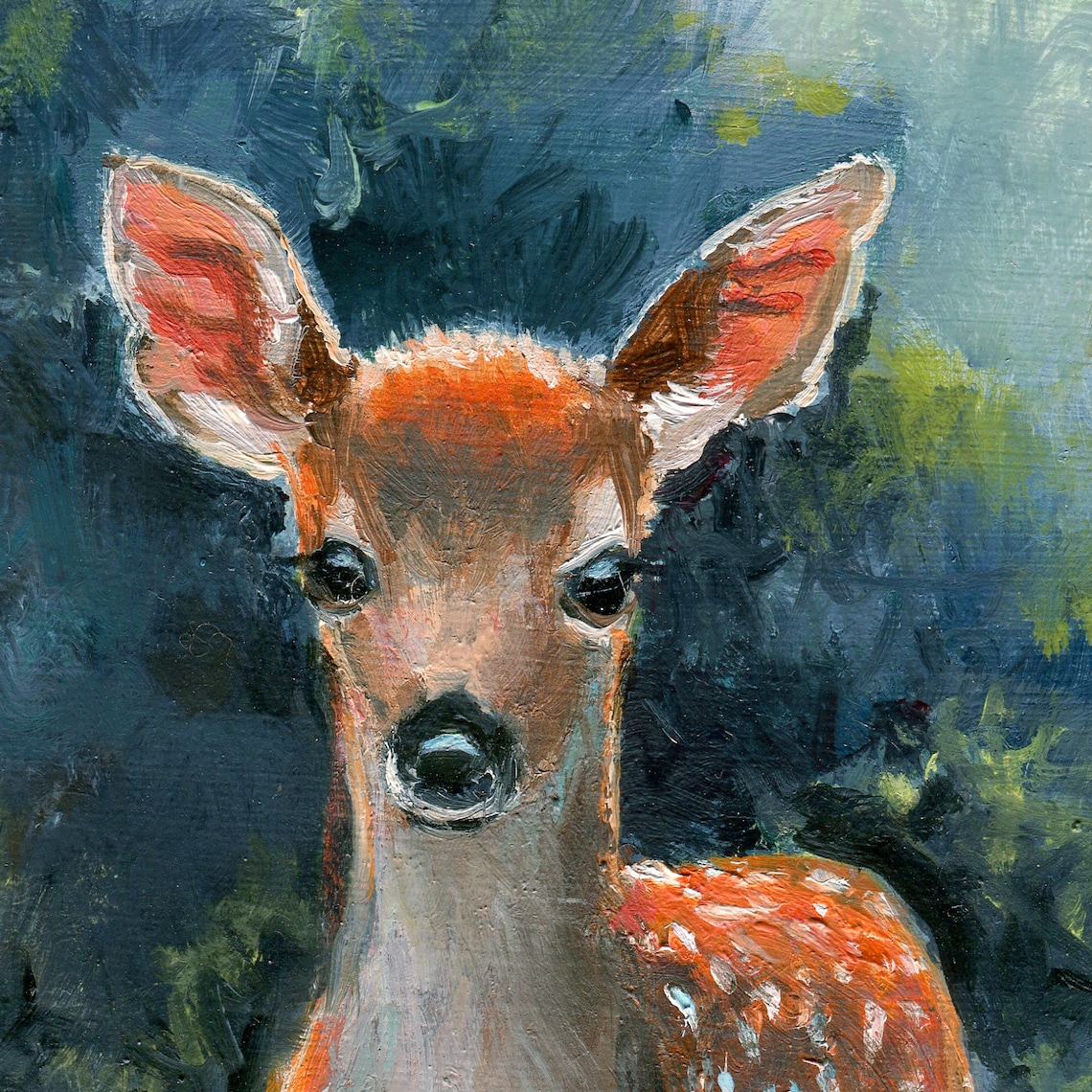 Baby Deer Oil Painting Art Print, Vintage Decor - Image 5