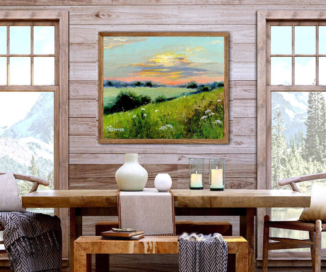 Tuscany Meadow Summer Landscape Oil Art Print - Image 5