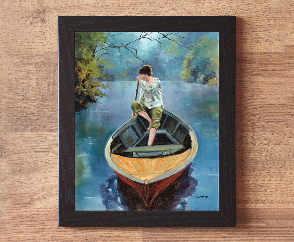 Fisherman Swamp Landscape Boats, Lake House Wall Art Print - Image 6