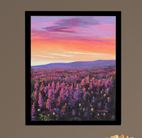Field Flowers Oil Painting Print, Provencal Landscape