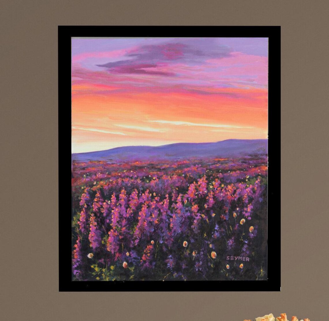 Field Flowers Oil Painting Print, Provencal Landscape