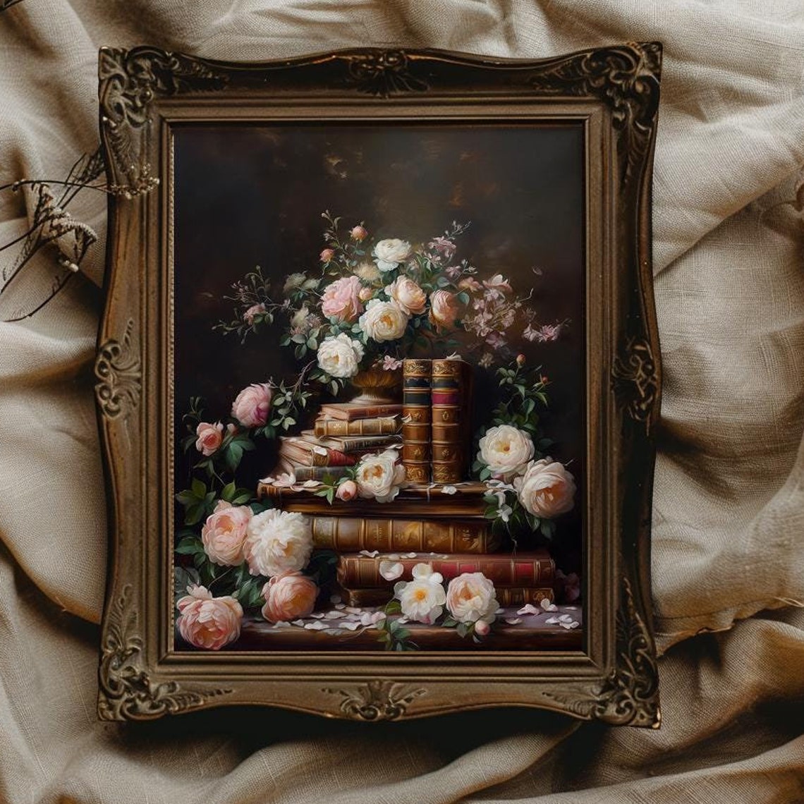 Vintage Cottagecore Wall Art Book Painting Oil Painting Print Dark Academia Wall Art Storybook Art Vintage Fairytale Wall Art