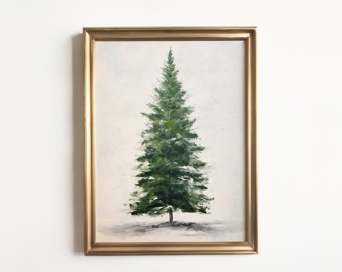 Christmas Tree Print, Rustic Vintage Winter Decor