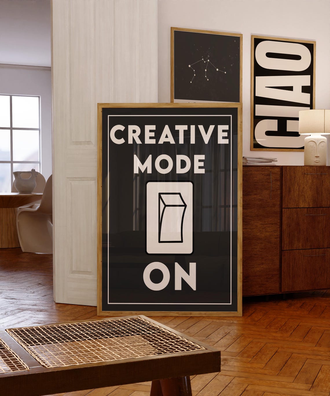 Creative Mode On Retro Typography Switch Studio Motivation Poster