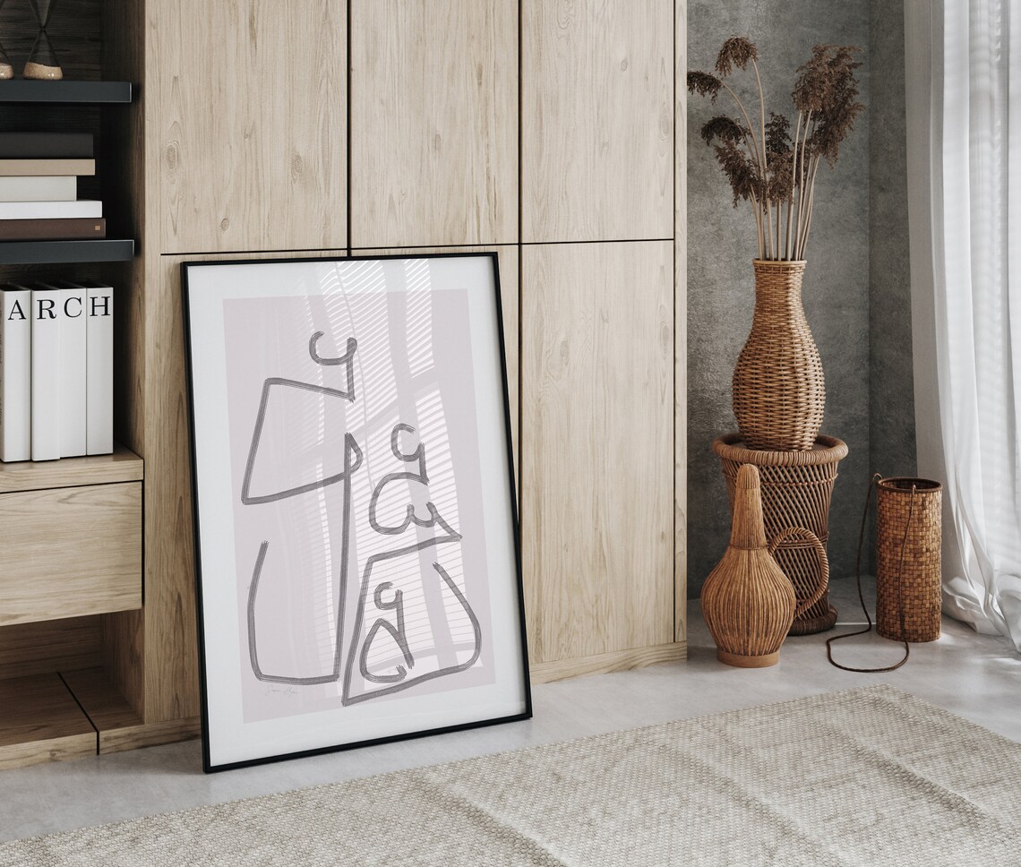 Abstract Motherhood Line Art, Pregnancy Drawing