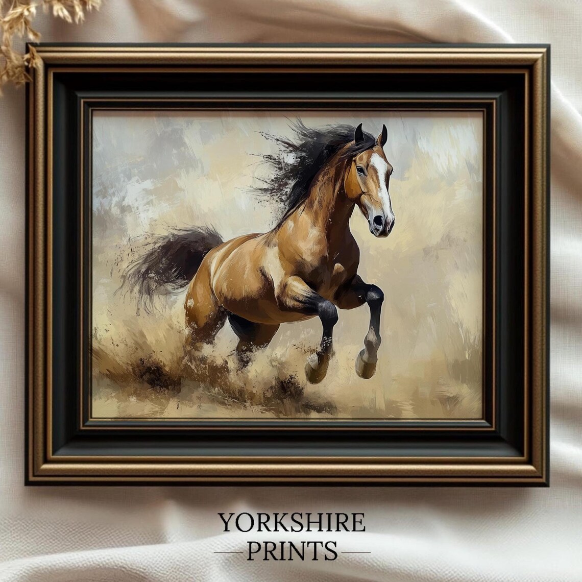 Galloping Chestnut Horse Dust Majestic Stallion Equestrian Poster