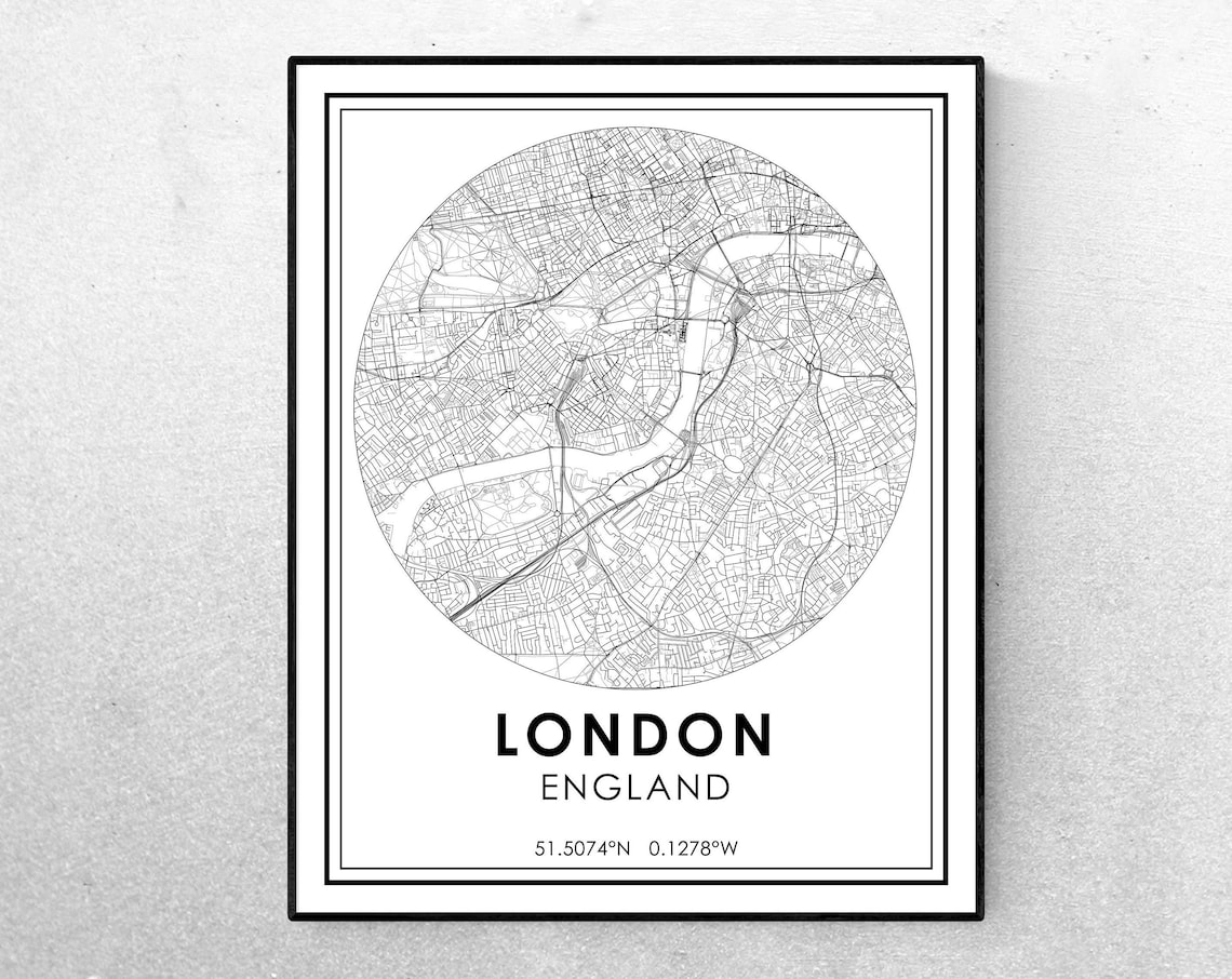 London Map Print, England City Travel Poster