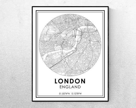 London Map Print, England City Travel Poster