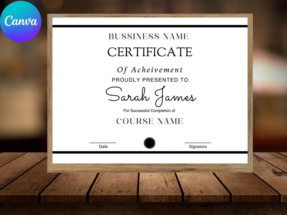 Editable Training Certificate Template Course Completion Print
