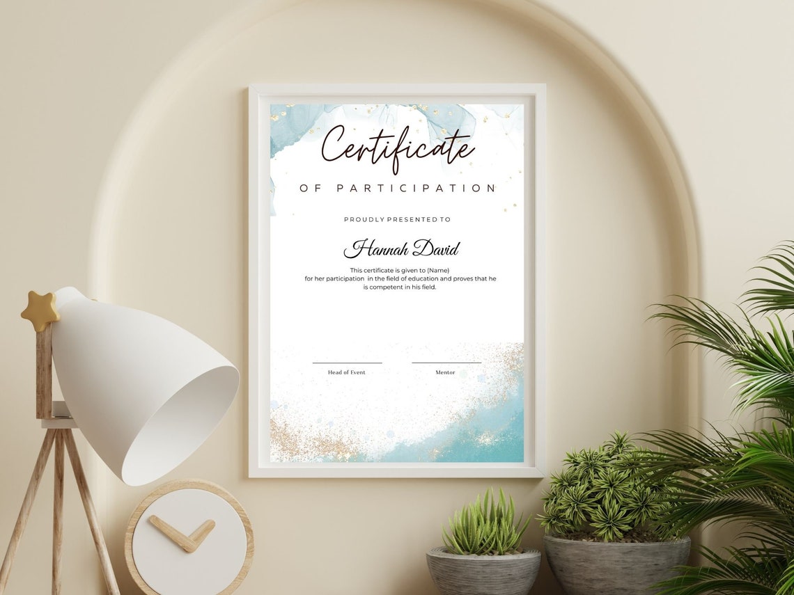 Editable Certificate Of Participation Canva Template Digital Print - Image 6