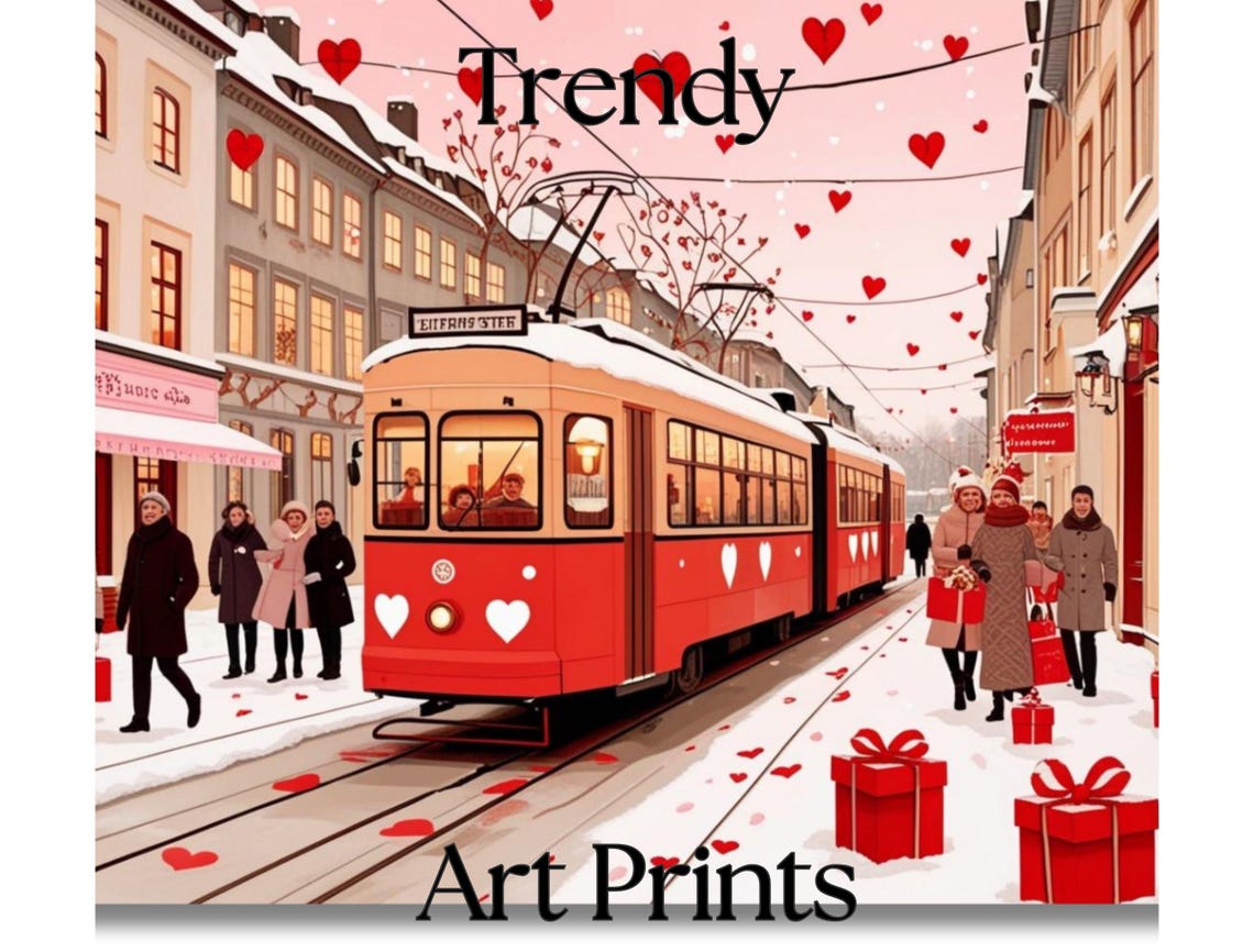 Cute Valentines Day Wall Art Retro Valentine Art Valentines Day Painting Romantic Valentine - Image 3