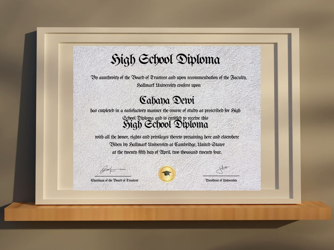 High School Diploma With Gold Seal Customized Diploma Replica Template Editable Graduation Certificate File - Image 4