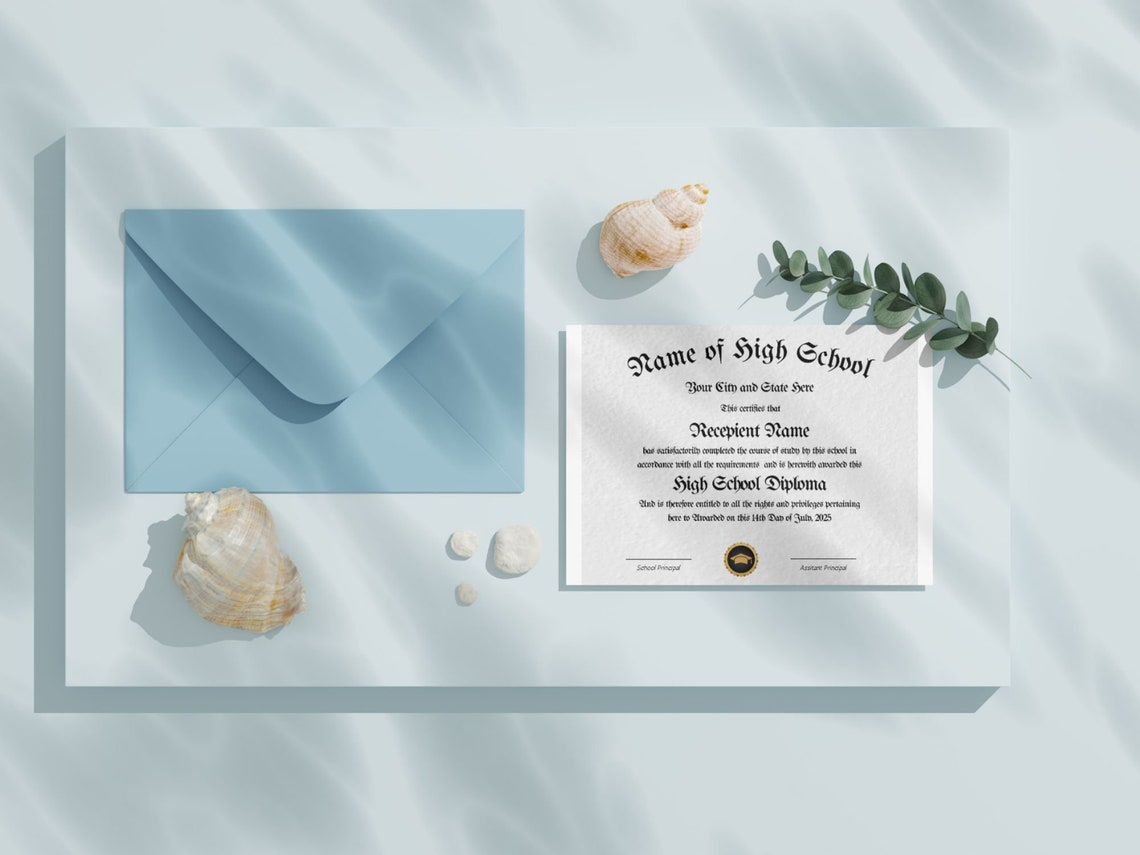 Editable High School Diploma Template Classic Gold Seal Print - Image 3
