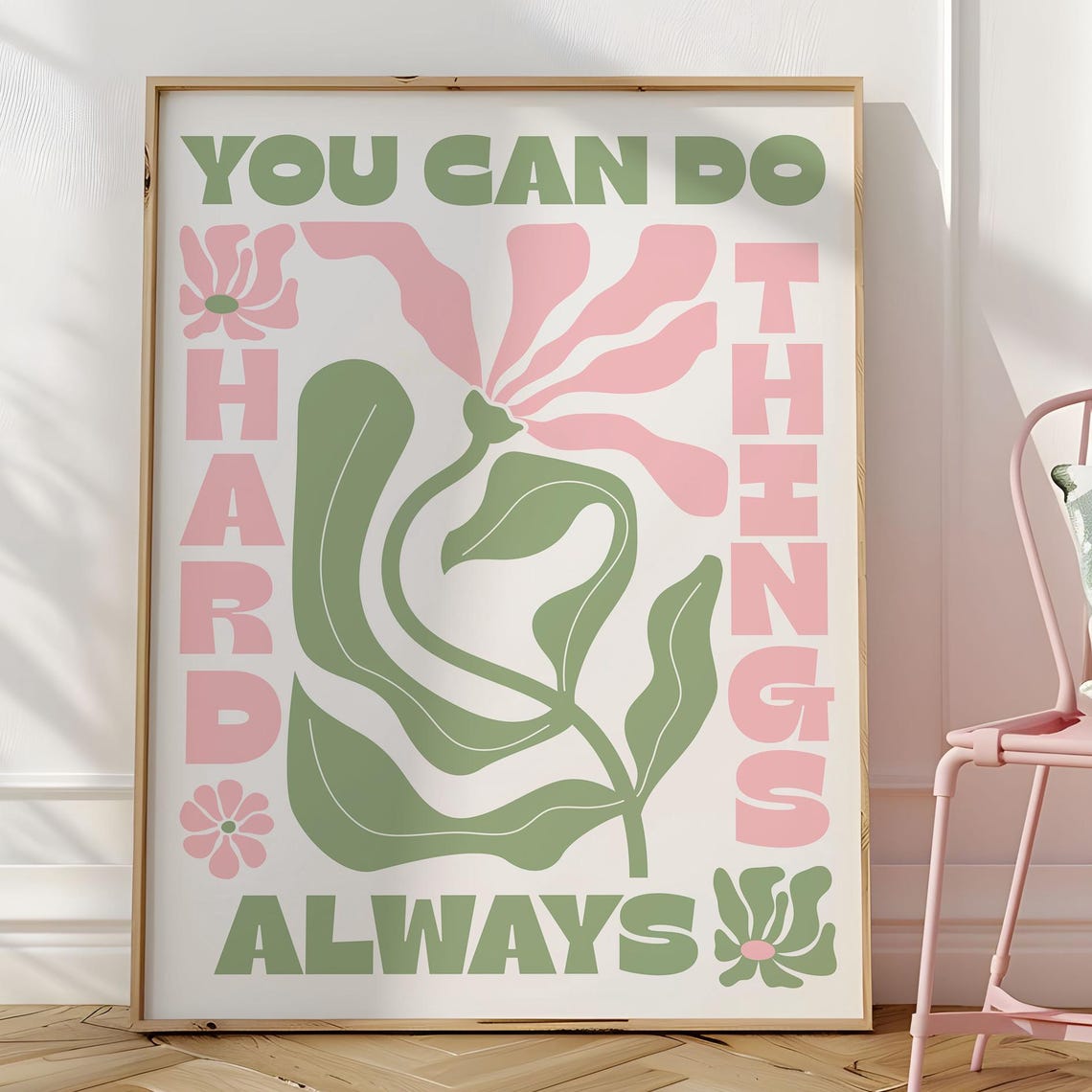 You Can Do Hard Things Matisse Style Floral Art Print