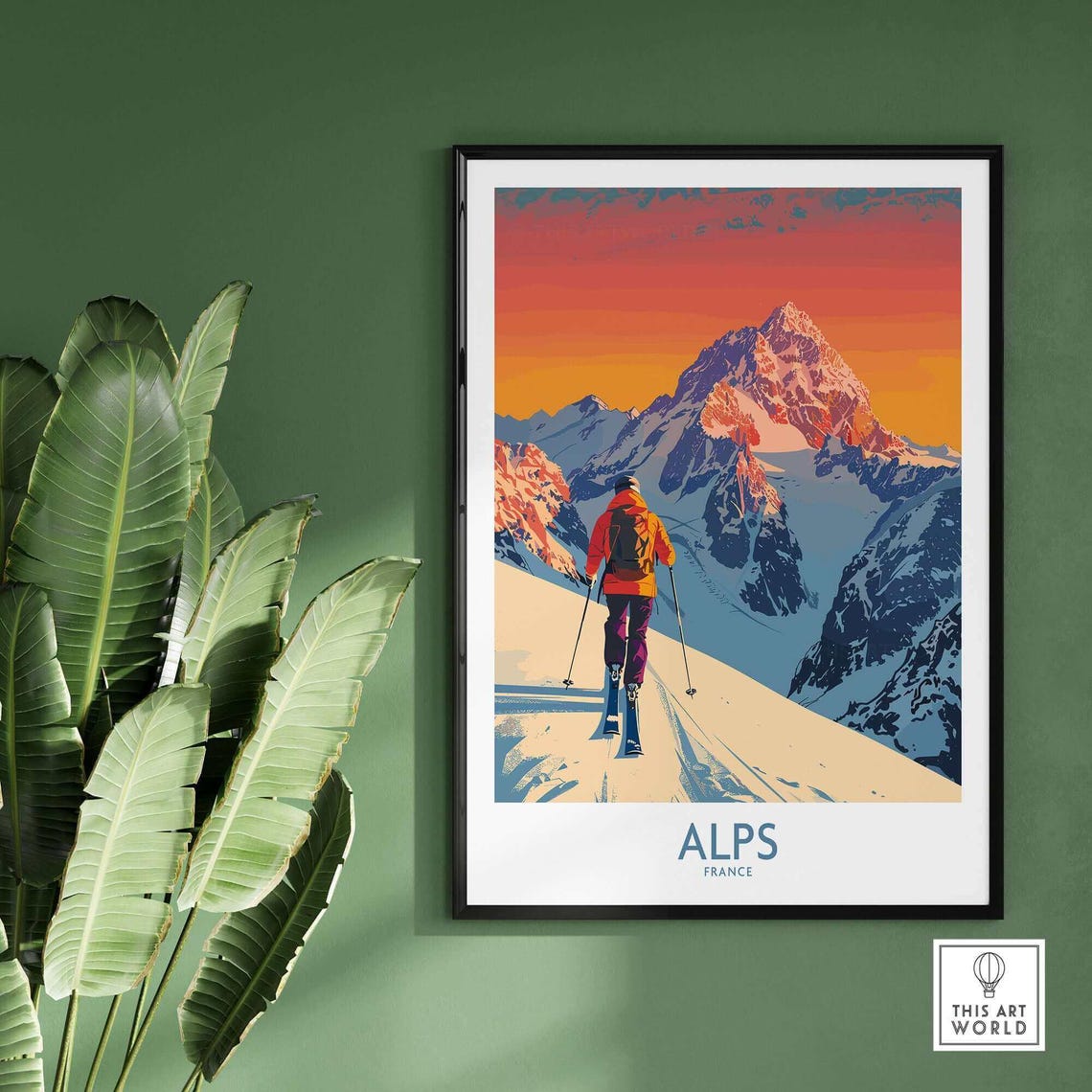 Alps Poster, Winter Sports Gift for Skier - Image 2