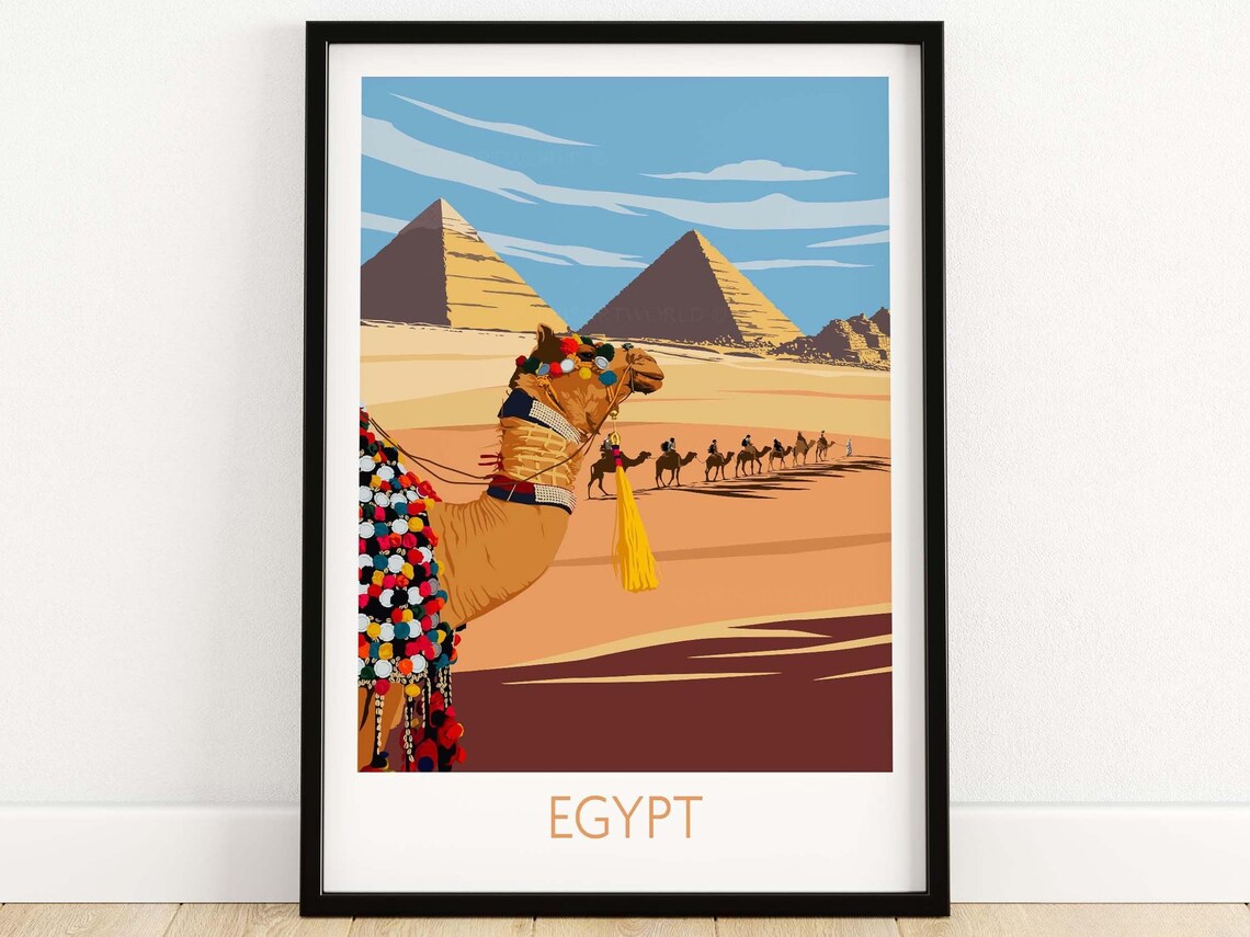 Egypt Pyramids Travel Poster, World Culture Decor