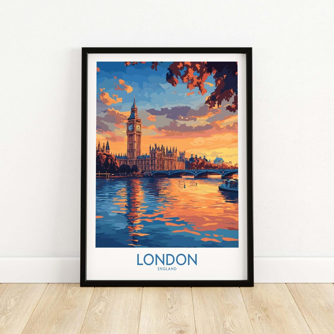 London Skyline, Thames River Parliament Travel Poster - Image 5