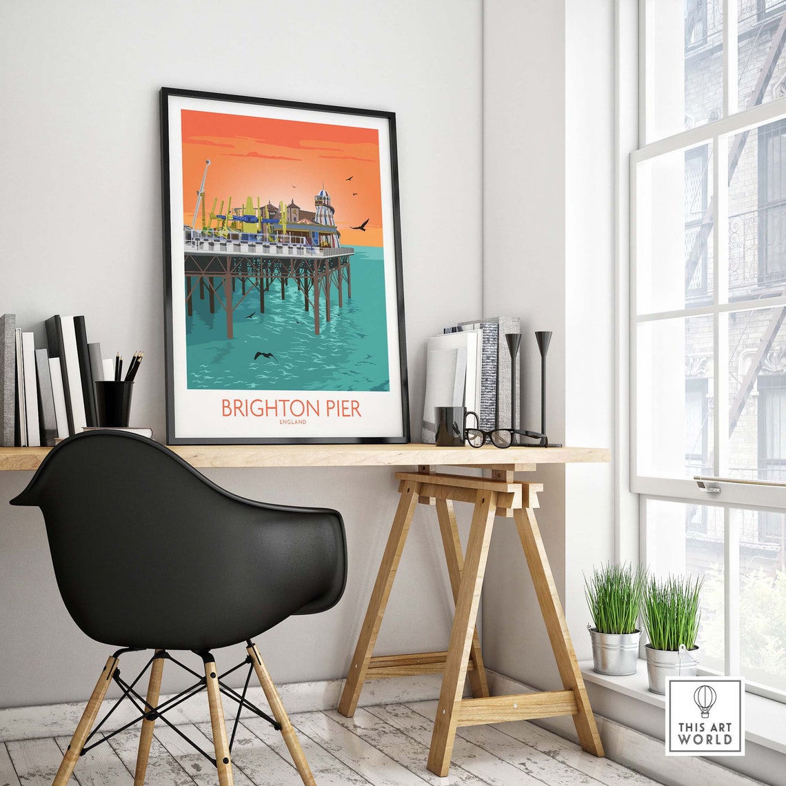Brighton Pier England Seaside Amusement Sunset Travel Poster - Image 4
