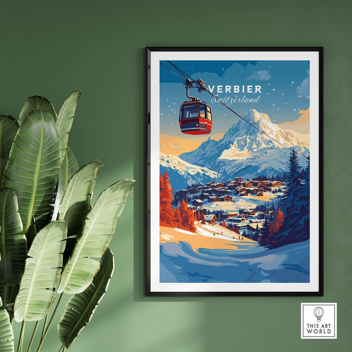 Verbier Switzerland Travel Poster, Home Decor Print - Image 2