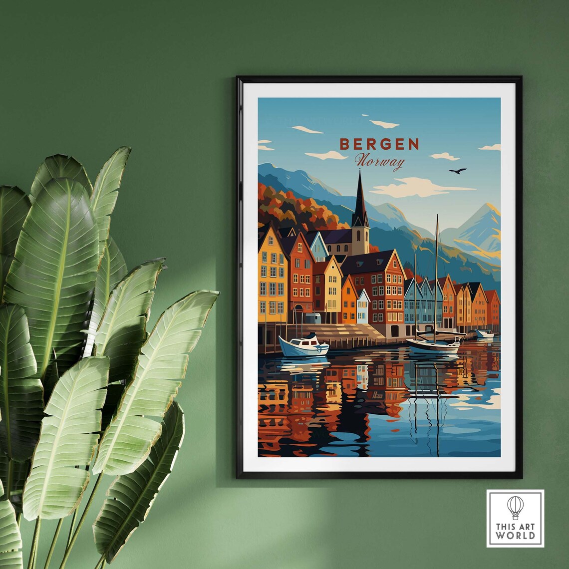 Bergen Norway Vintage Travel Poster Art Print - Image 2