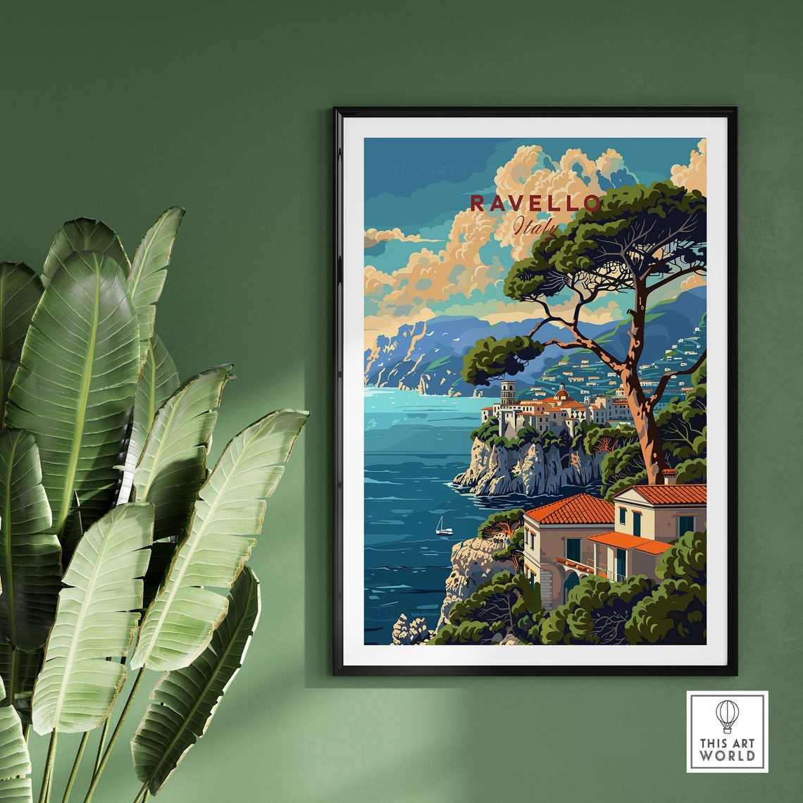 Ravello Italy Umbrella Pine Villa Cliffs Amalfi Coast Poster - Image 2