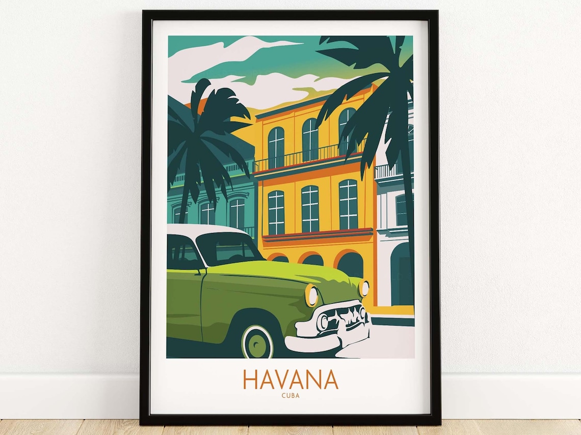 Havana Cuba Travel Poster, Latin America Art