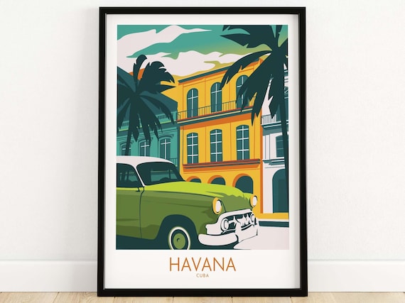 Havana Cuba Travel Poster, Latin America Art