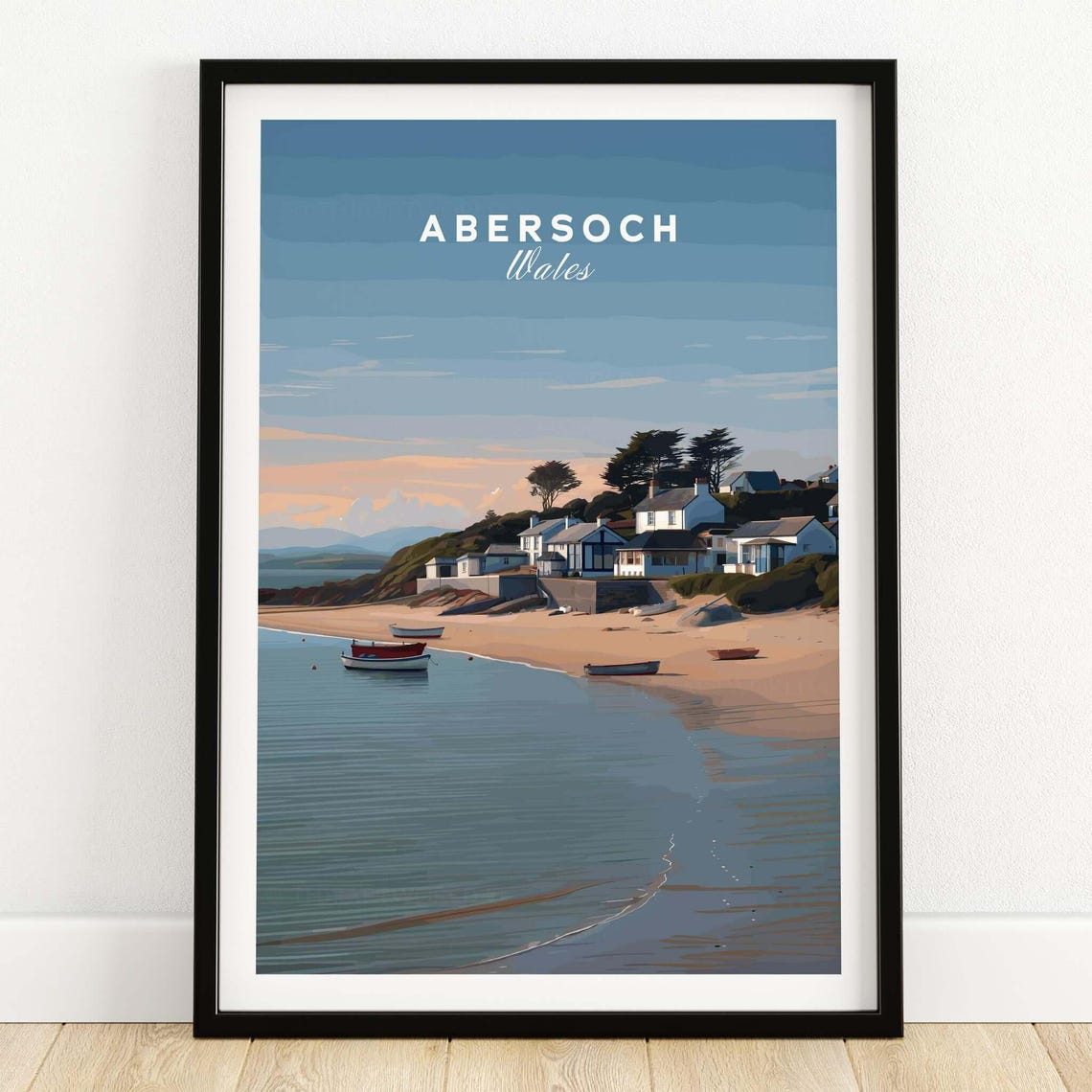 Abersoch Wales Seaside Shoreline Sunset Cottages Travel Art Poster