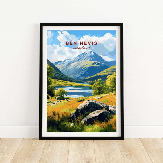 Ben Nevis Scotland Print, Highland Mountain Poster
