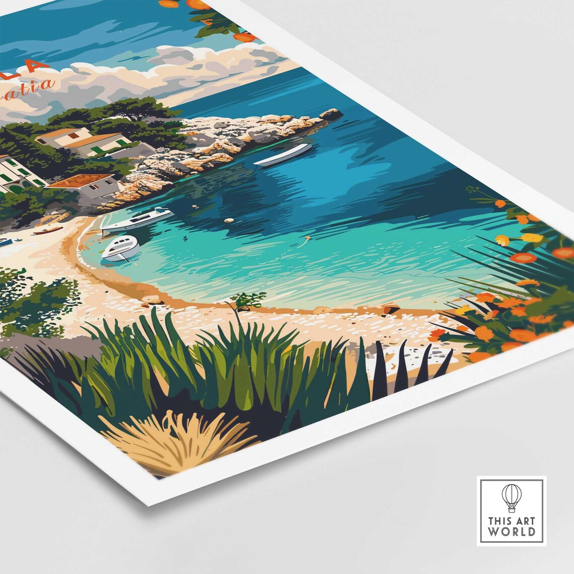 Brela Croatia Adriatic Bay Turquoise Water Beach Cove Art Poster - Image 4