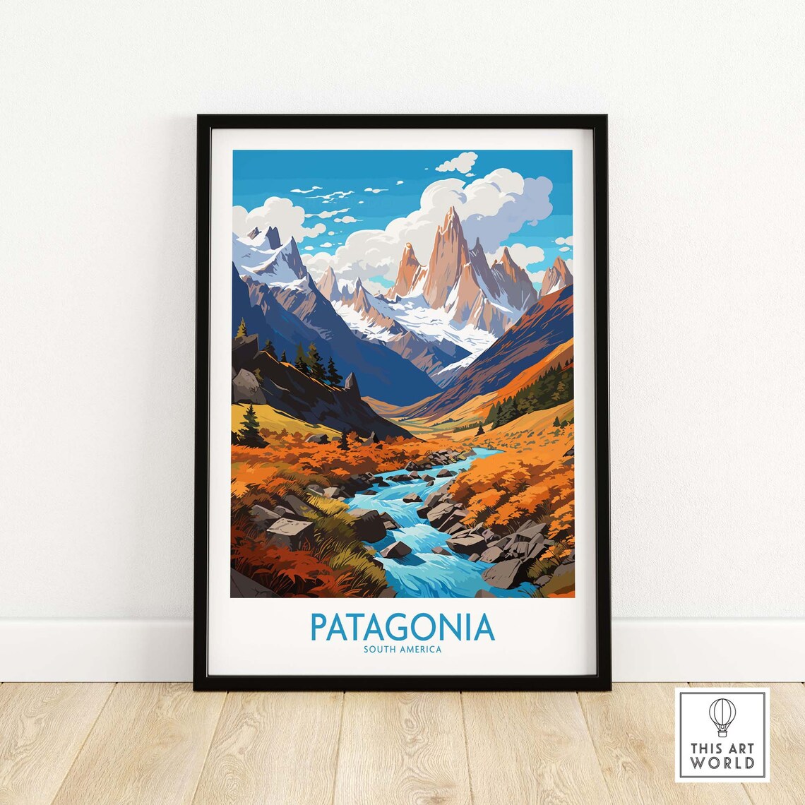 Patagonia Travel Poster, Personalized Illustration Artwork