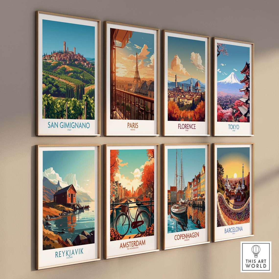 San Gimignano Tuscany Vineyards Rolling Hills Town Towers Poster - Image 3