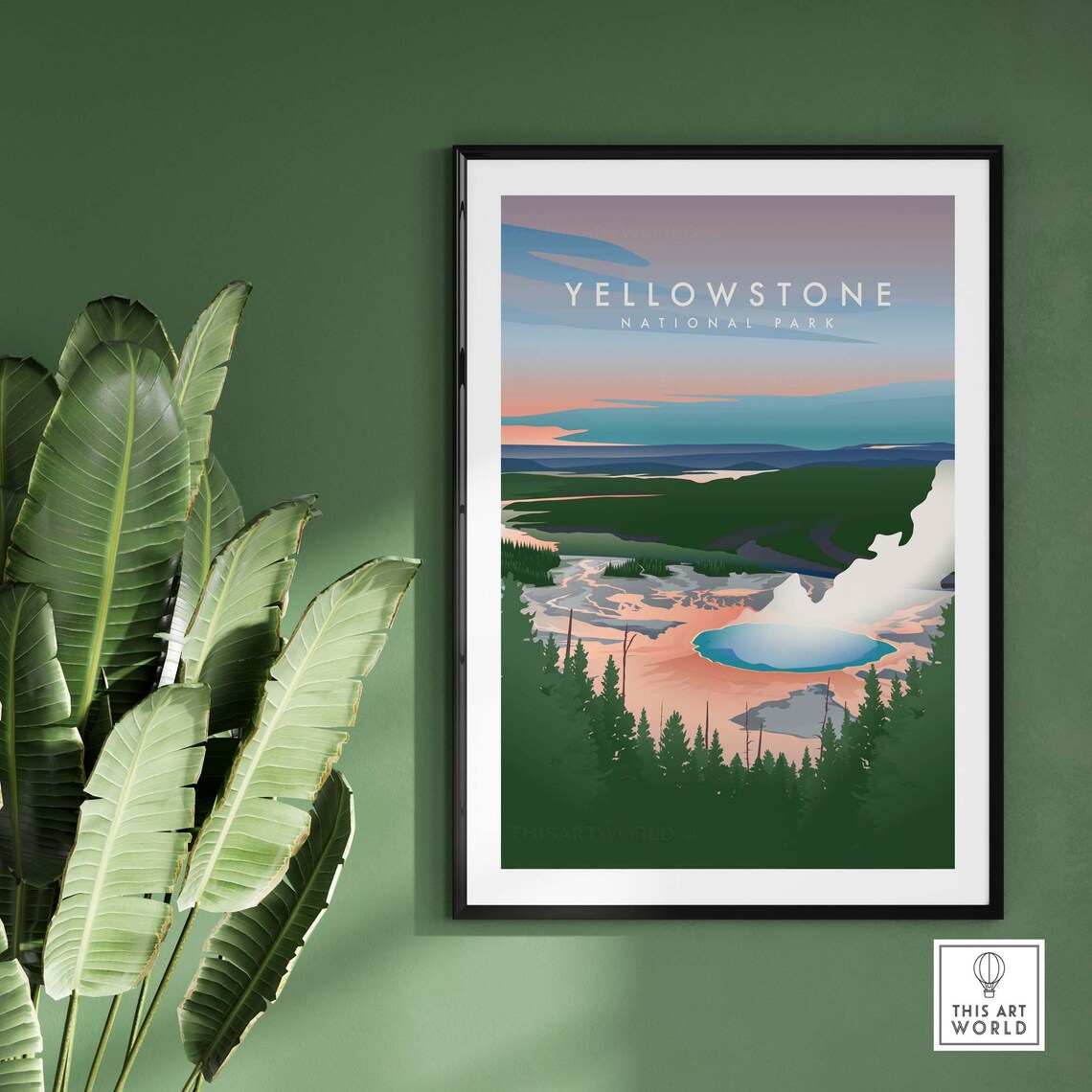 Yellowstone Minimalist Travel Poster Art Print - Image 2