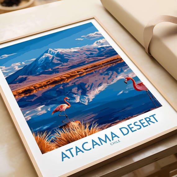 Atacama Desert Travel Poster, Chile Landscape