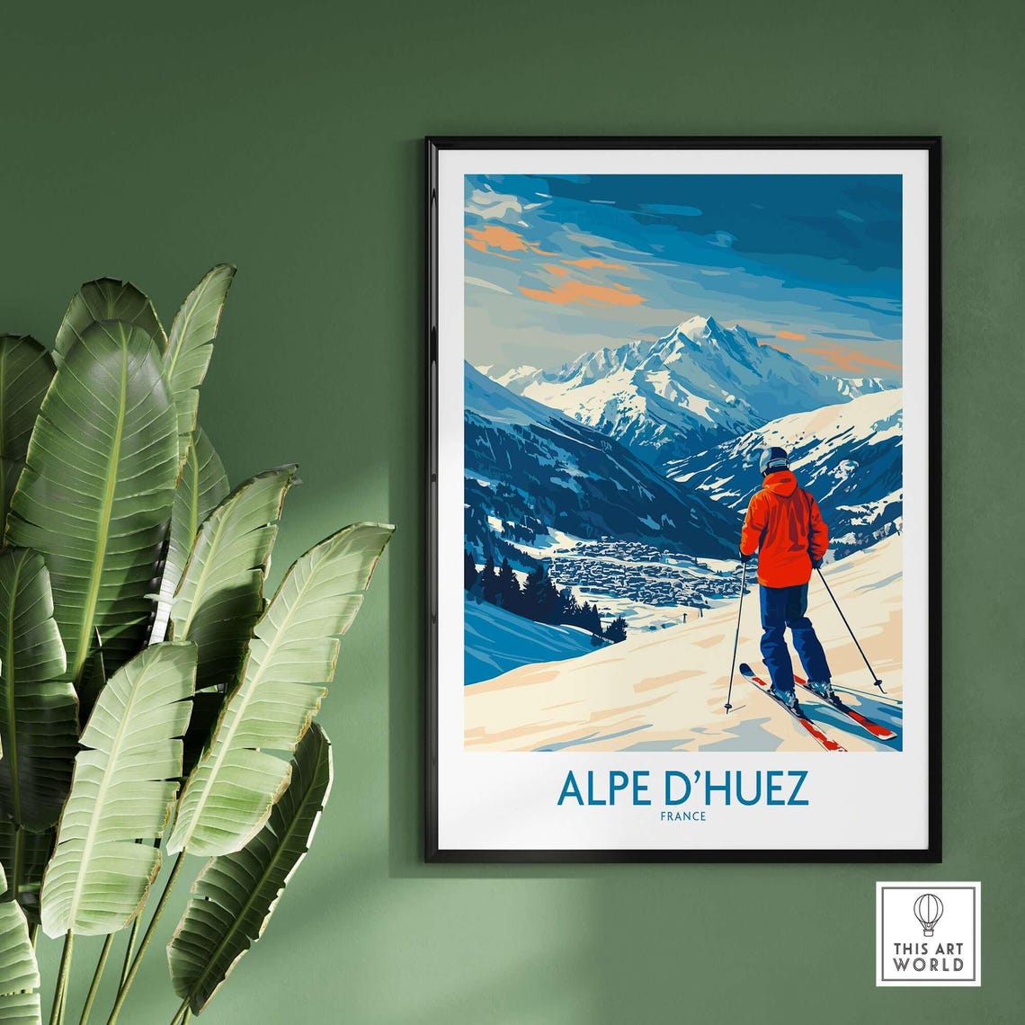 Ski Wall Art, Alpe Dhuez Ski Lodge Poster - Image 2