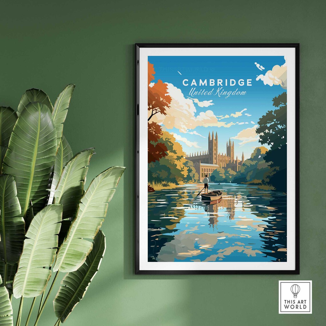 Cambridge United Kingdom Punting River Cam Chapel Reflections Poster - Image 2