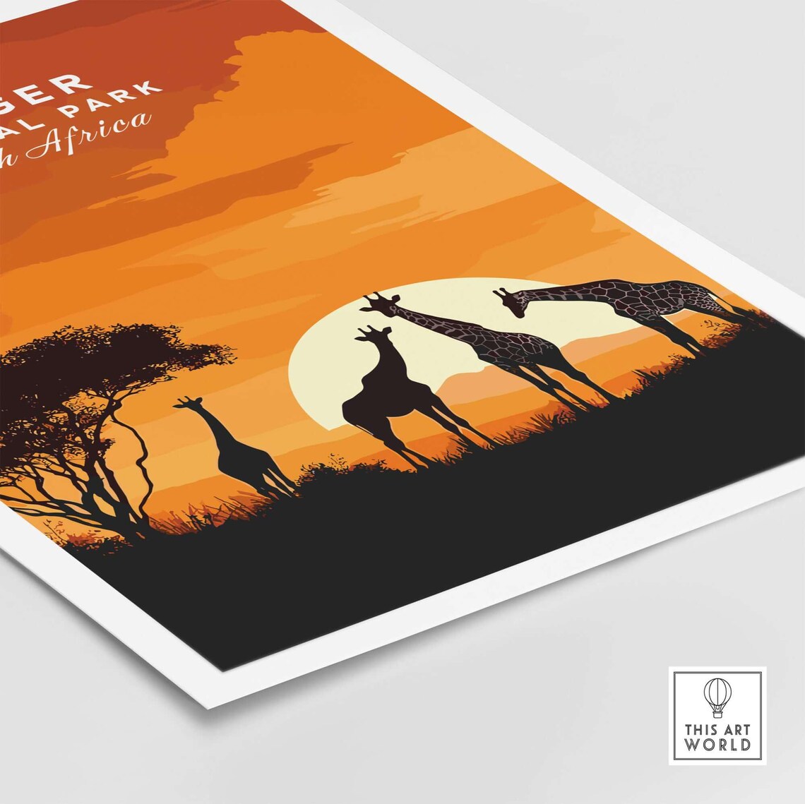Kruger Park Poster, South Africa Giraffe Art - Image 5