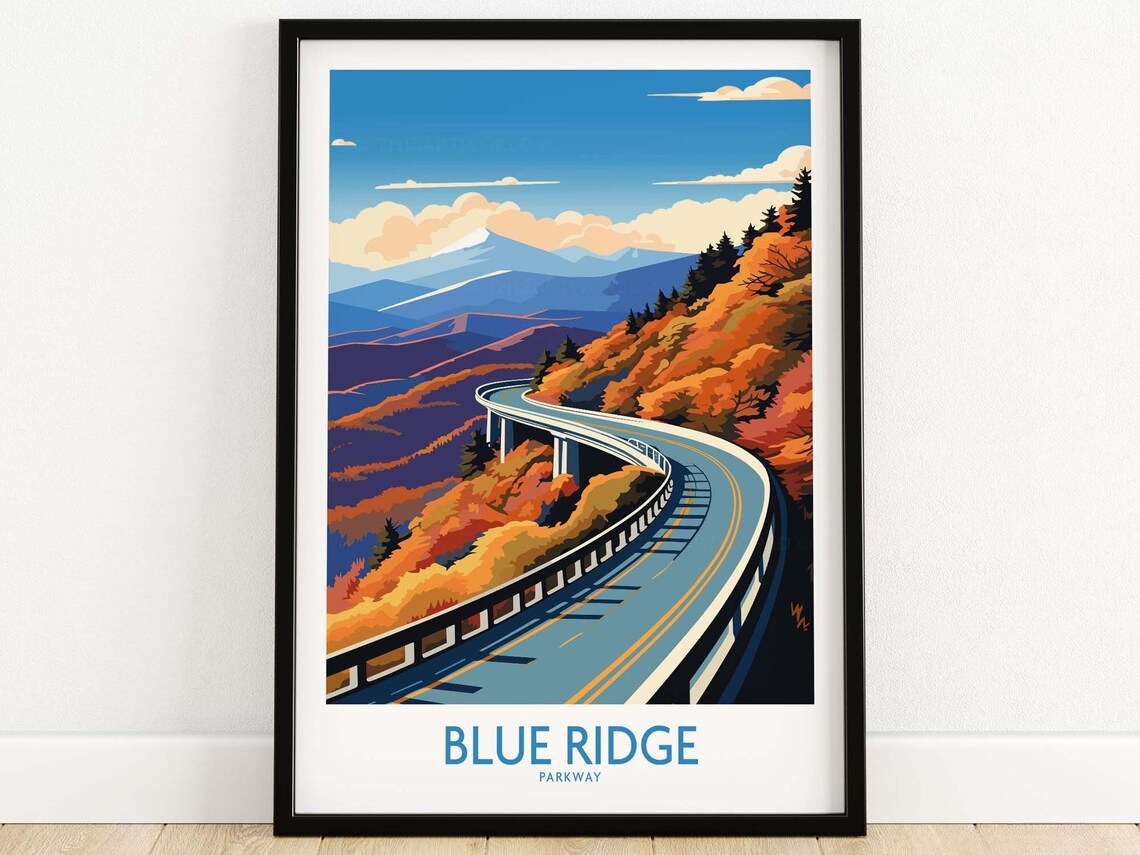 Blue Ridge Parkway Travel Poster, Home Decor